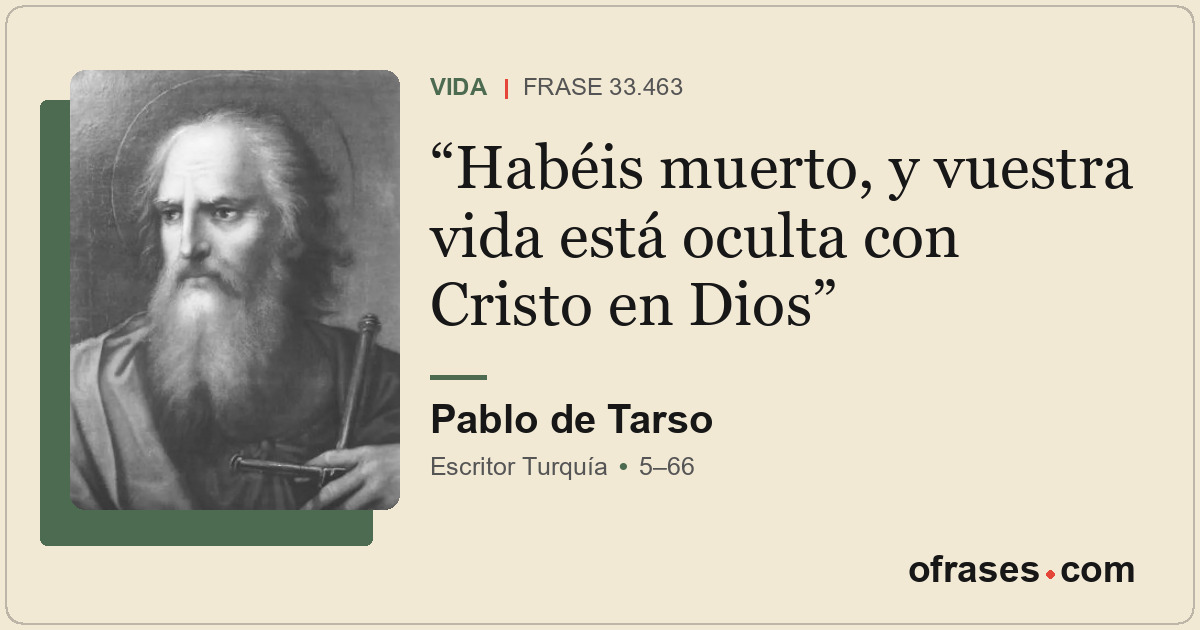 Habéis muerto, y vuestra vida está oculta con Cristo en Dios