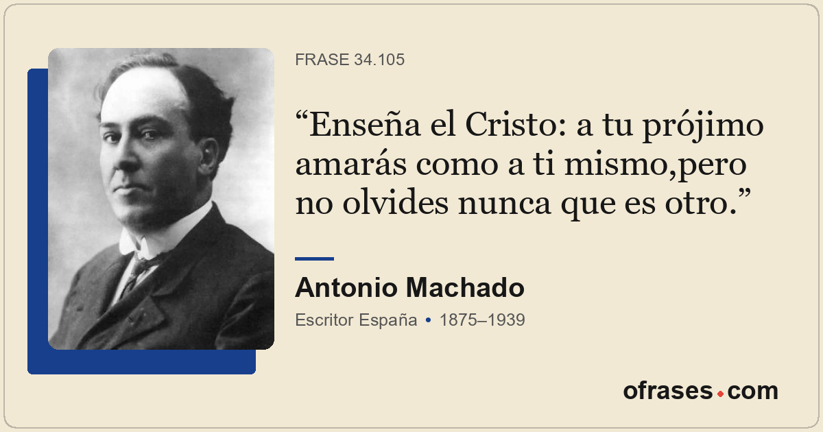 Enseña el Cristo: a tu prójimo amarás como a ti mismo,pero no olvides nunca que...