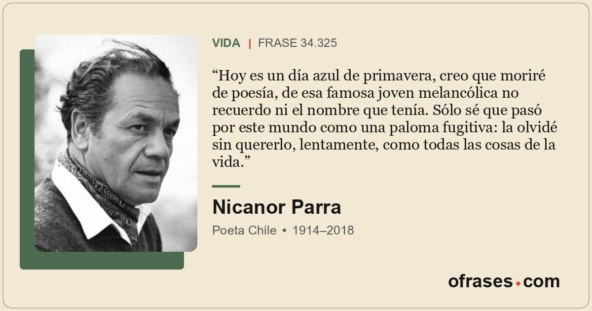 Hoy es un día azul de primavera, creo que moriré de poesía, de esa famosa joven...