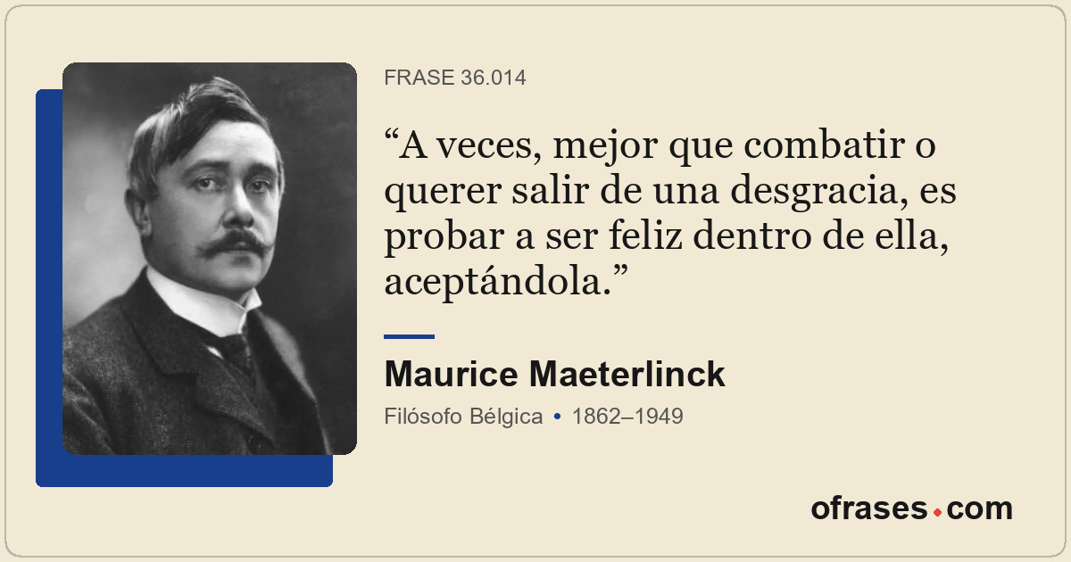 A veces, mejor que combatir o querer salir de una desgracia, es probar a ser fel...