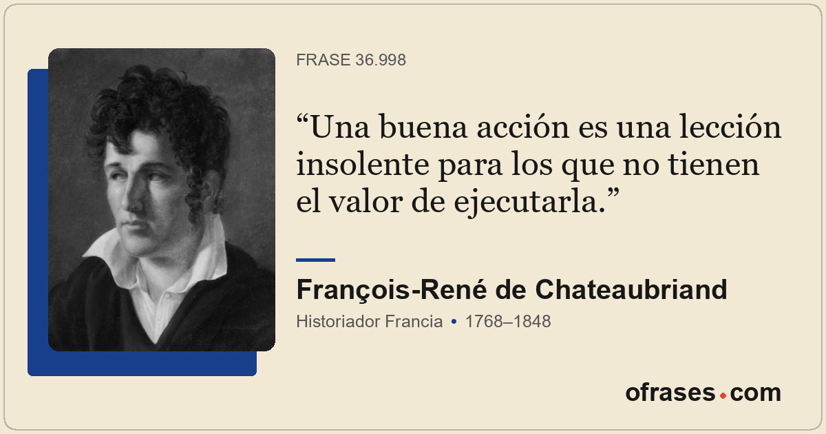 Una buena acción es una lección insolente para los que no tienen el valor de eje...