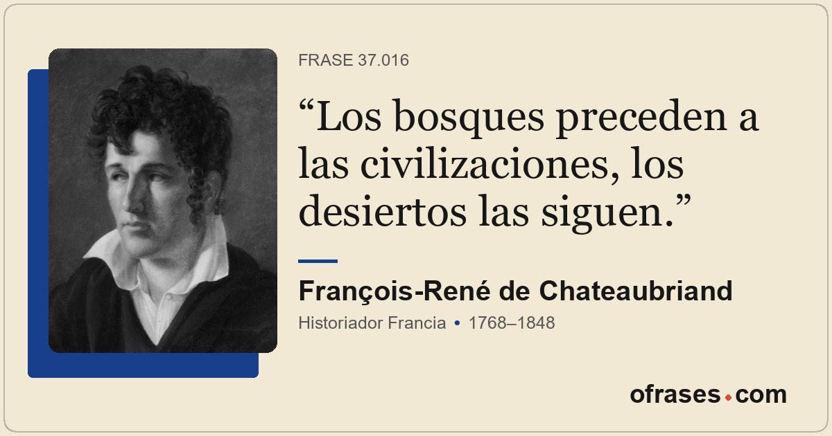 Los bosques preceden a las civilizaciones, los desiertos las siguen.