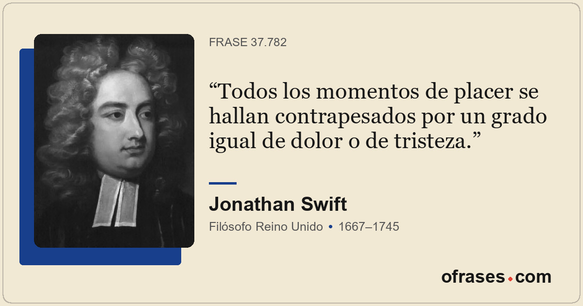 Todos los momentos de placer se hallan contrapesados por un grado igual de dolor...