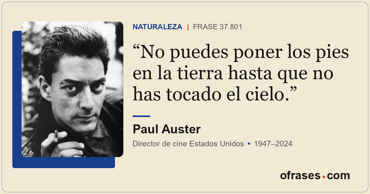 No puedes poner los pies en la tierra hasta que no has tocado el cielo.