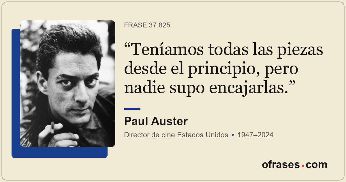 Teníamos todas las piezas desde el principio, pero nadie supo encajarlas.