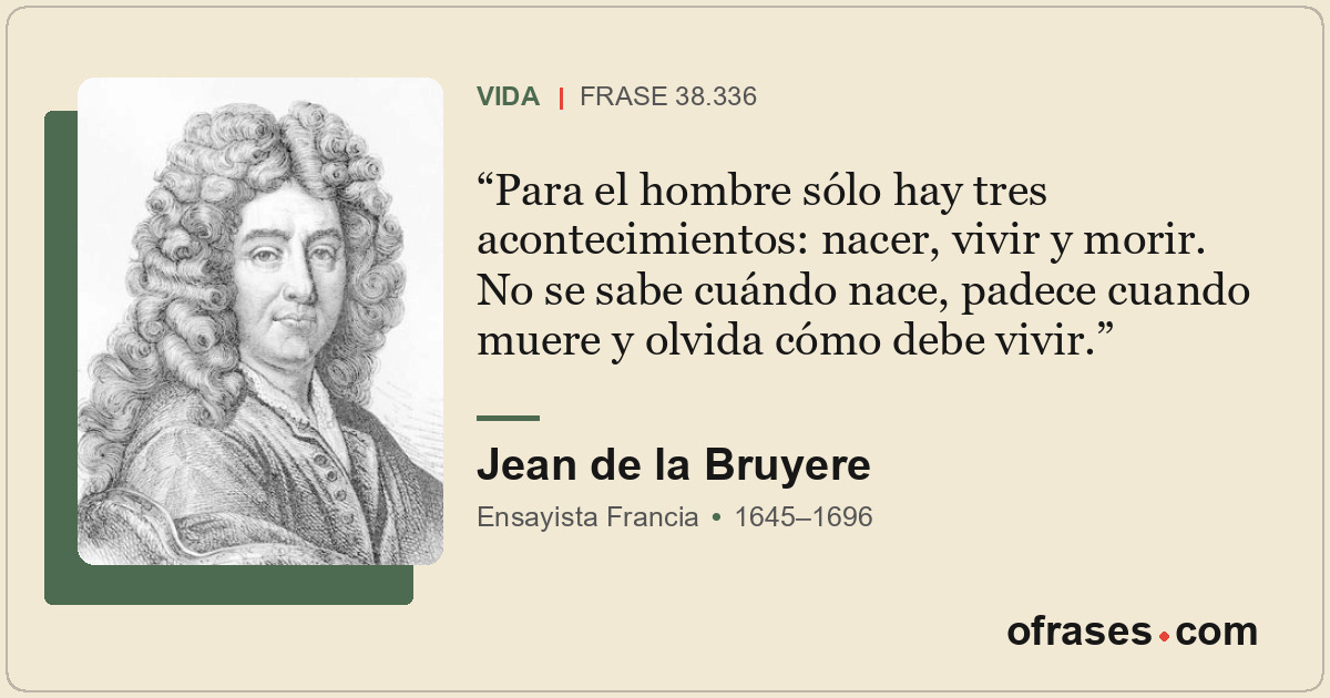 Para el hombre sólo hay tres acontecimientos: nacer, vivir y morir. No se sabe c...