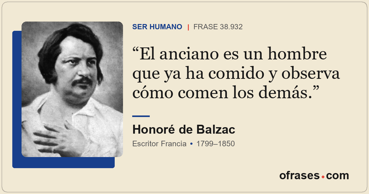 El anciano es un hombre que ya ha comido y observa cómo comen los demás.