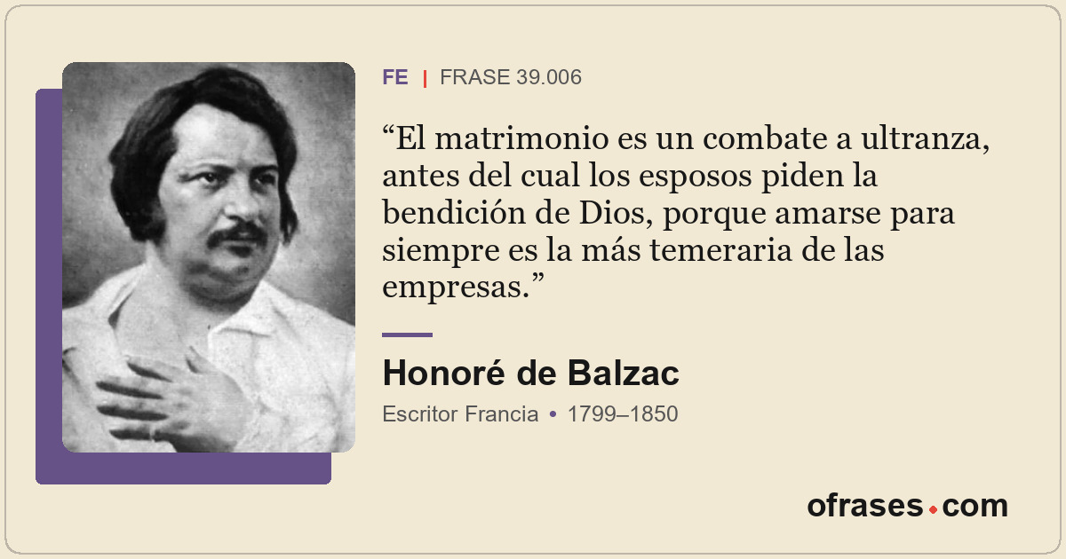 El matrimonio es un combate a ultranza, antes del cual los esposos piden la bend...