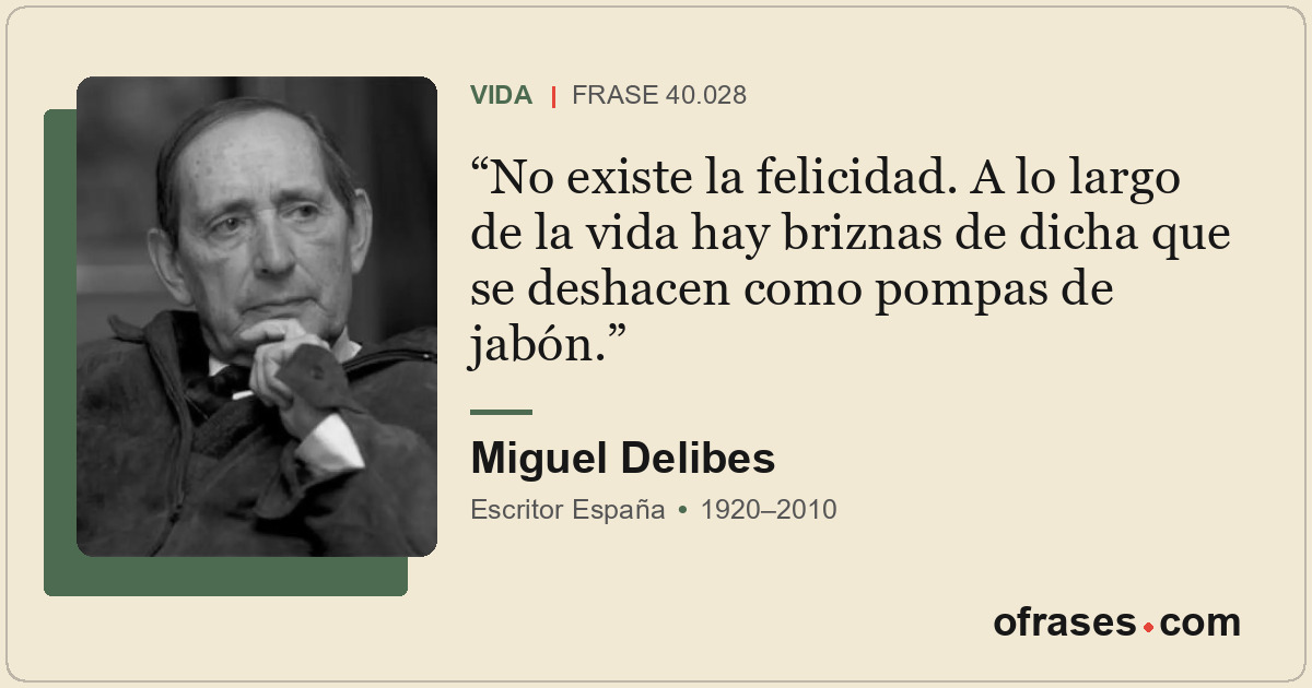 No existe la felicidad. A lo largo de la vida hay briznas de dicha que se deshac...