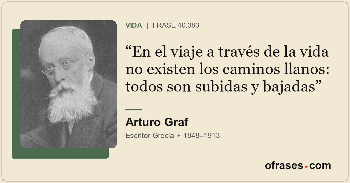 En el viaje a través de la vida no existen los caminos llanos: todos son subidas...
