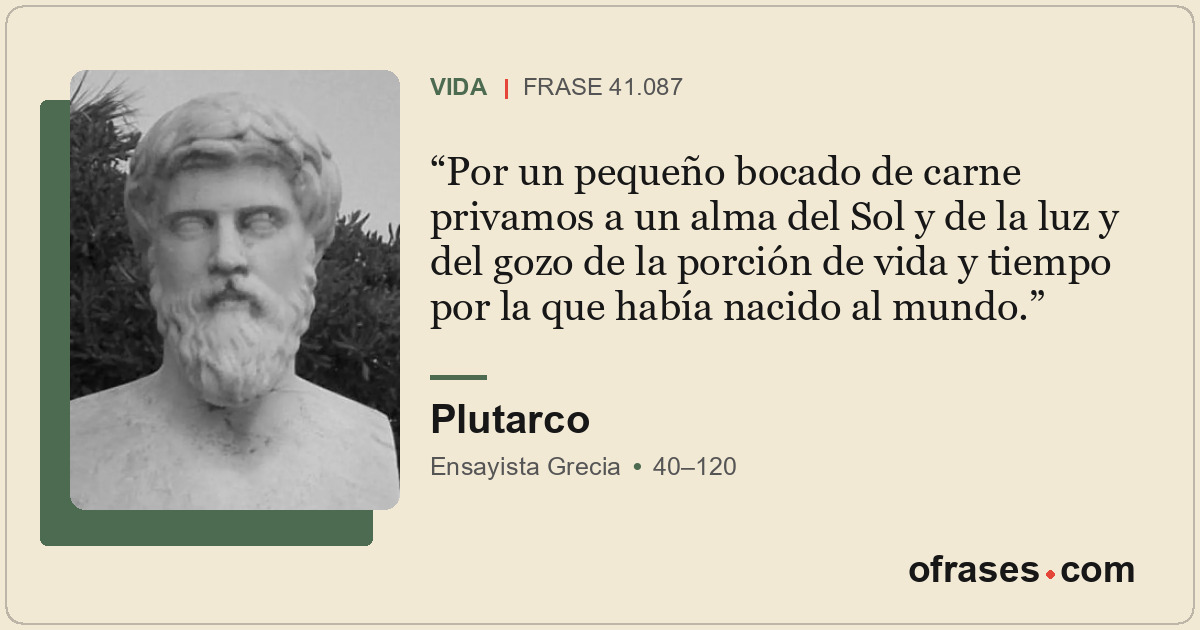 Por un pequeño bocado de carne privamos a un alma del Sol y de la luz y del gozo...