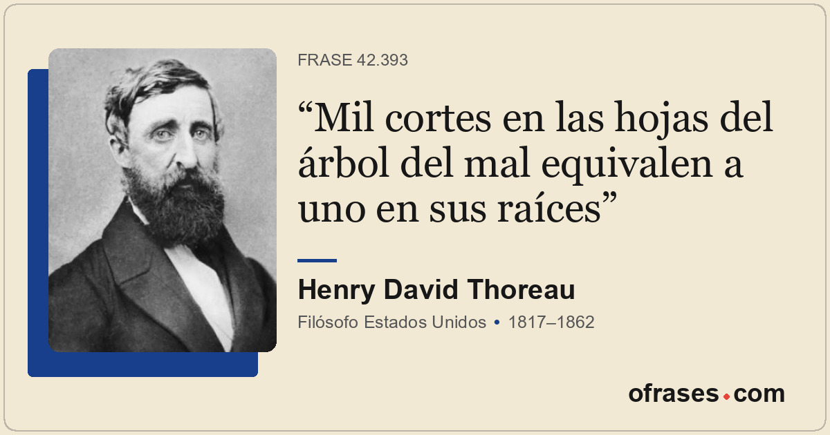 Mil cortes en las hojas del árbol del mal equivalen a uno en sus raíces
