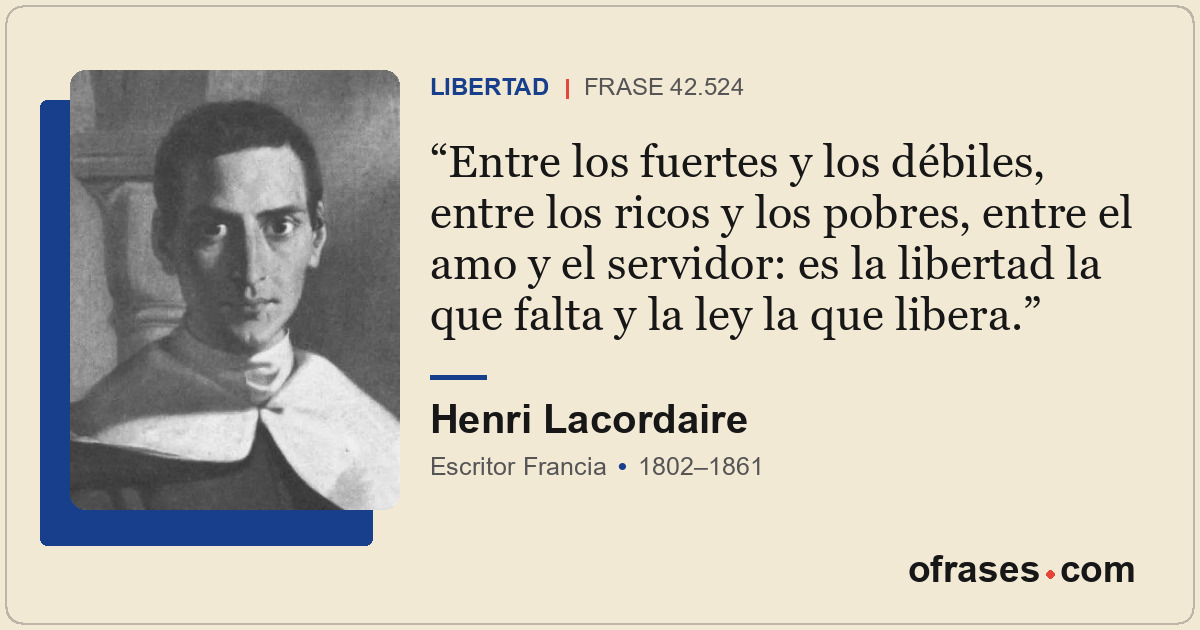 Entre los fuertes y los débiles, entre los ricos y los pobres, entre el amo y el...