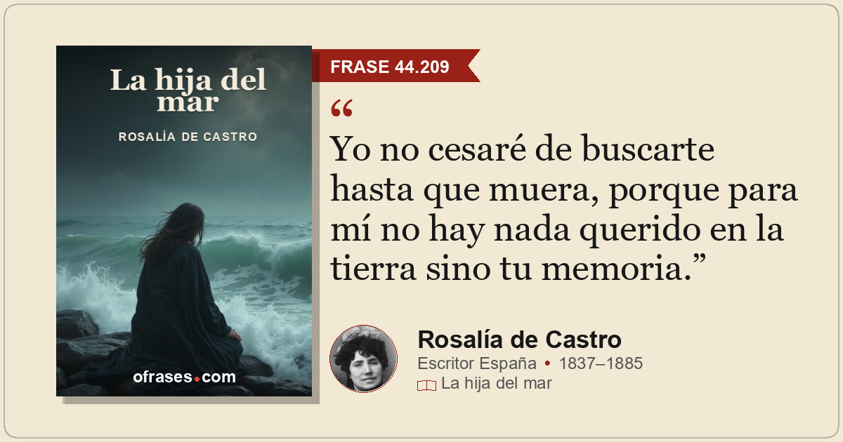 Yo no cesaré de buscarte hasta que muera, porque para mí no hay nada querido en...