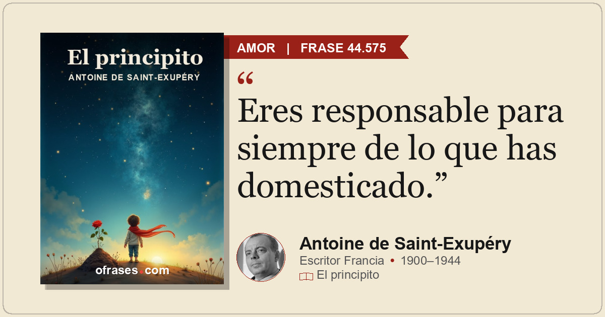 Eres responsable para siempre de lo que has domesticado.