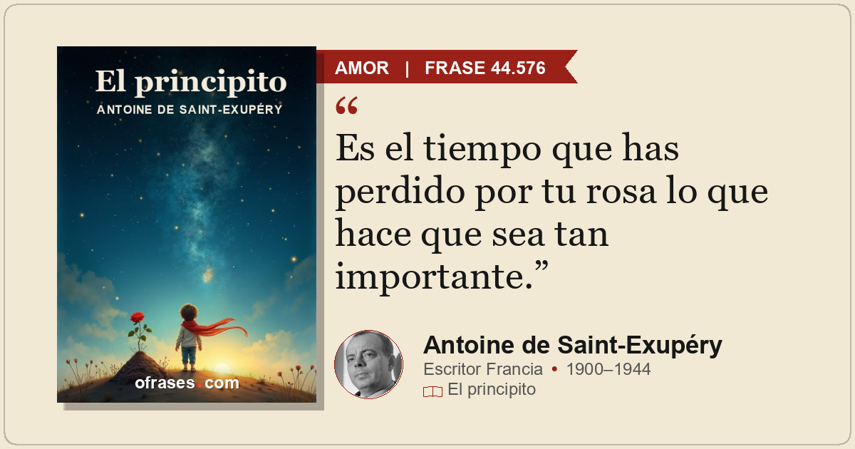 Es el tiempo que has perdido por tu rosa lo que hace que sea tan importante.