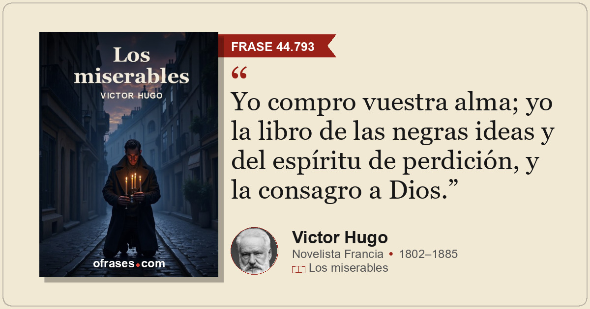 Yo compro vuestra alma; yo la libro de las negras ideas y del espíritu de perdic...