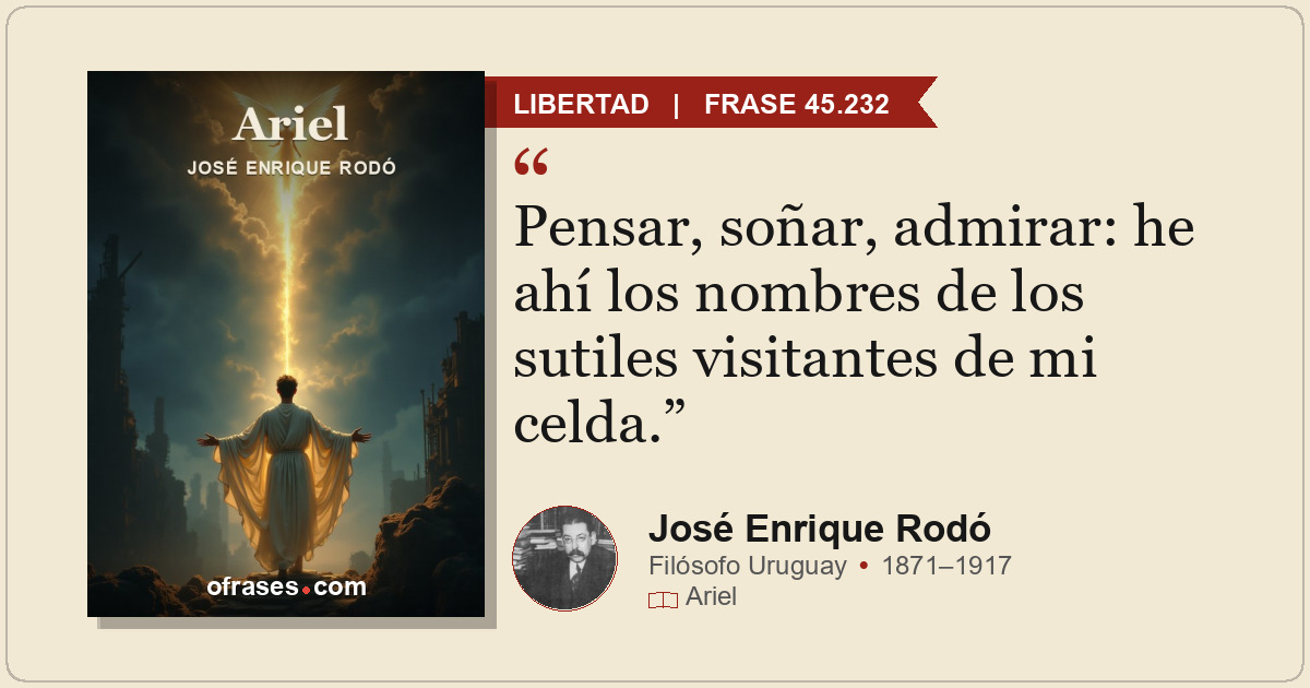 Pensar, soñar, admirar: he ahí los nombres de los sutiles visitantes de mi celda...