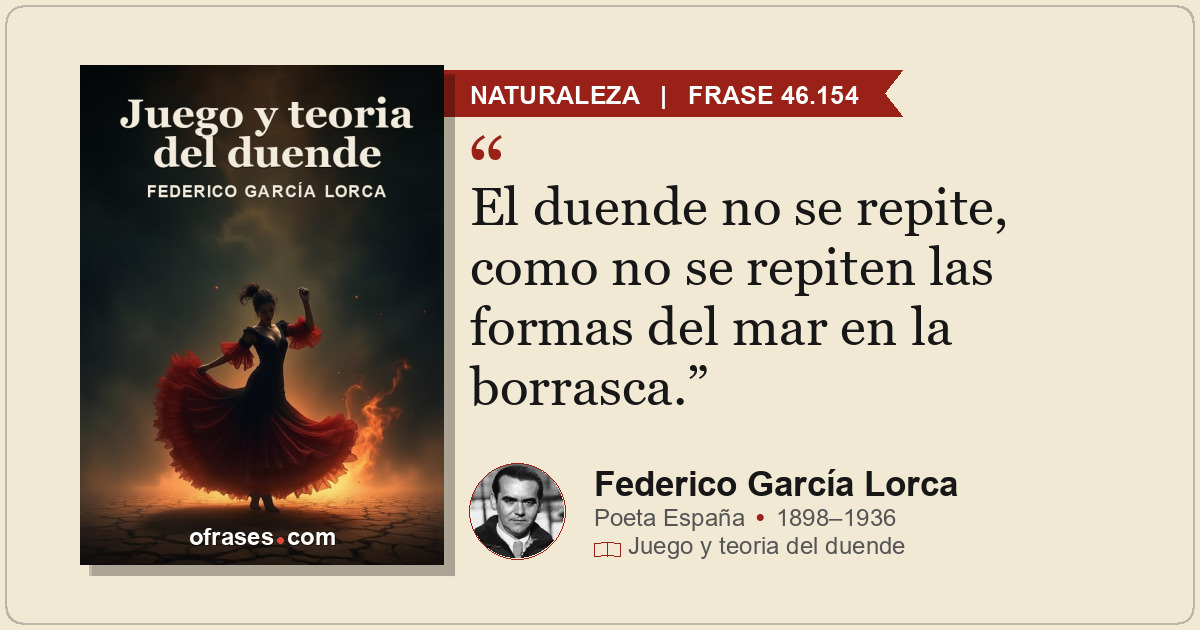 El duende no se repite, como no se repiten las formas del mar en la borrasca.