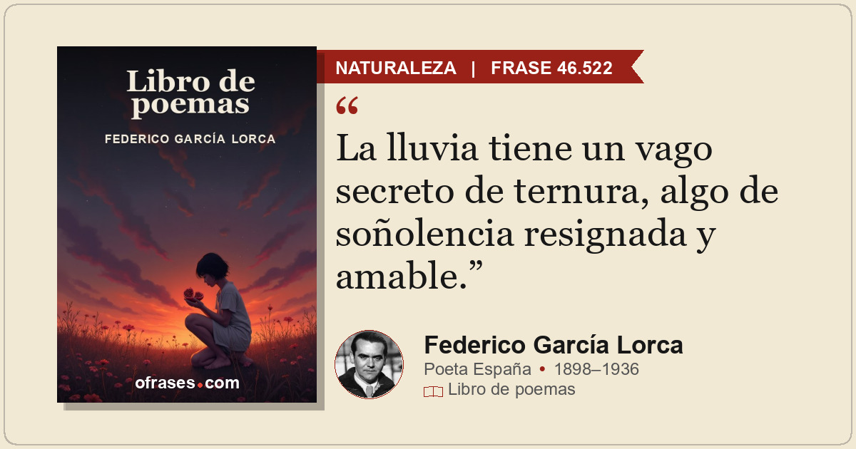 La lluvia tiene un vago secreto de ternura, algo de soñolencia resignada y amabl...