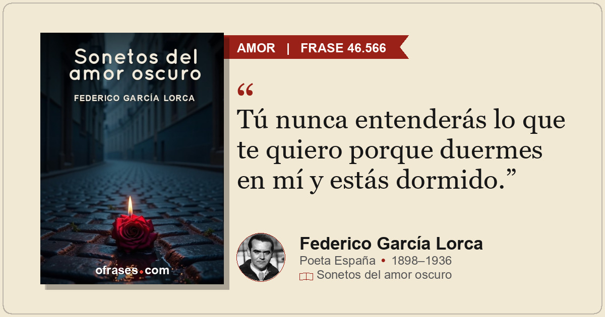 Tú nunca entenderás lo que te quiero porque duermes en mí y estás dormido.