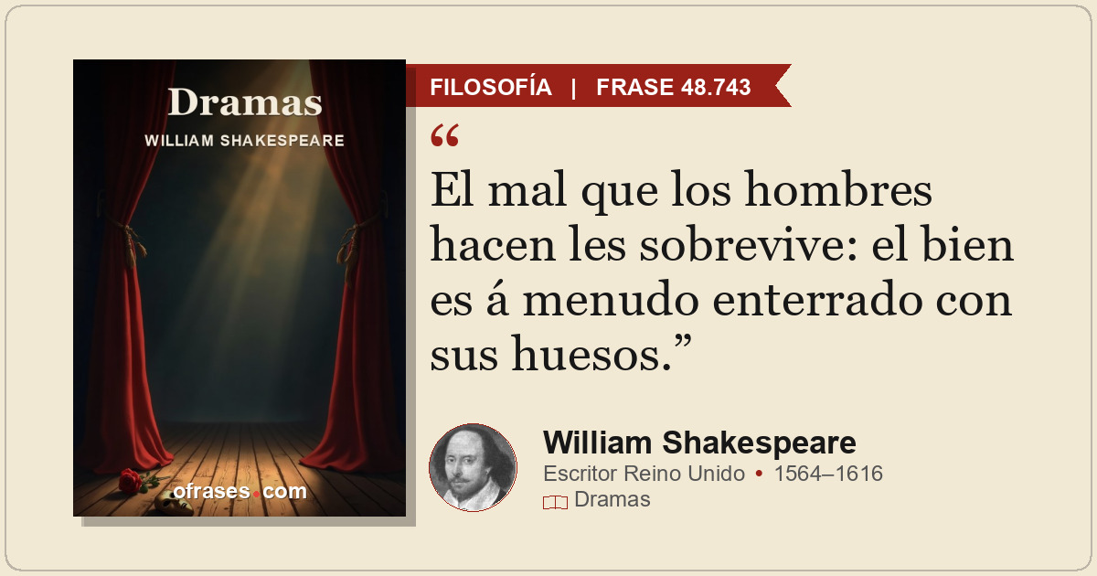 El mal que los hombres hacen les sobrevive: el bien es á menudo enterrado con su...