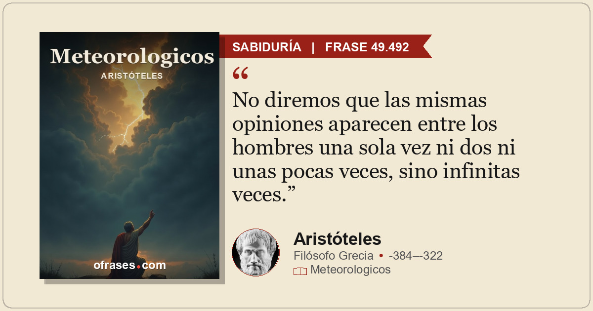 No diremos que las mismas opiniones aparecen entre los hombres una sola vez ni d...