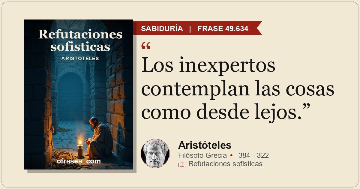 Los inexpertos contemplan las cosas como desde lejos.