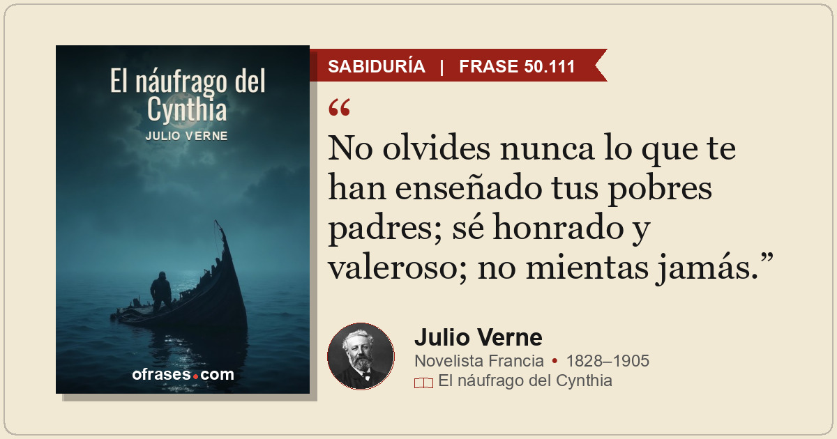 No olvides nunca lo que te han enseñado tus pobres padres; sé honrado y valeroso...