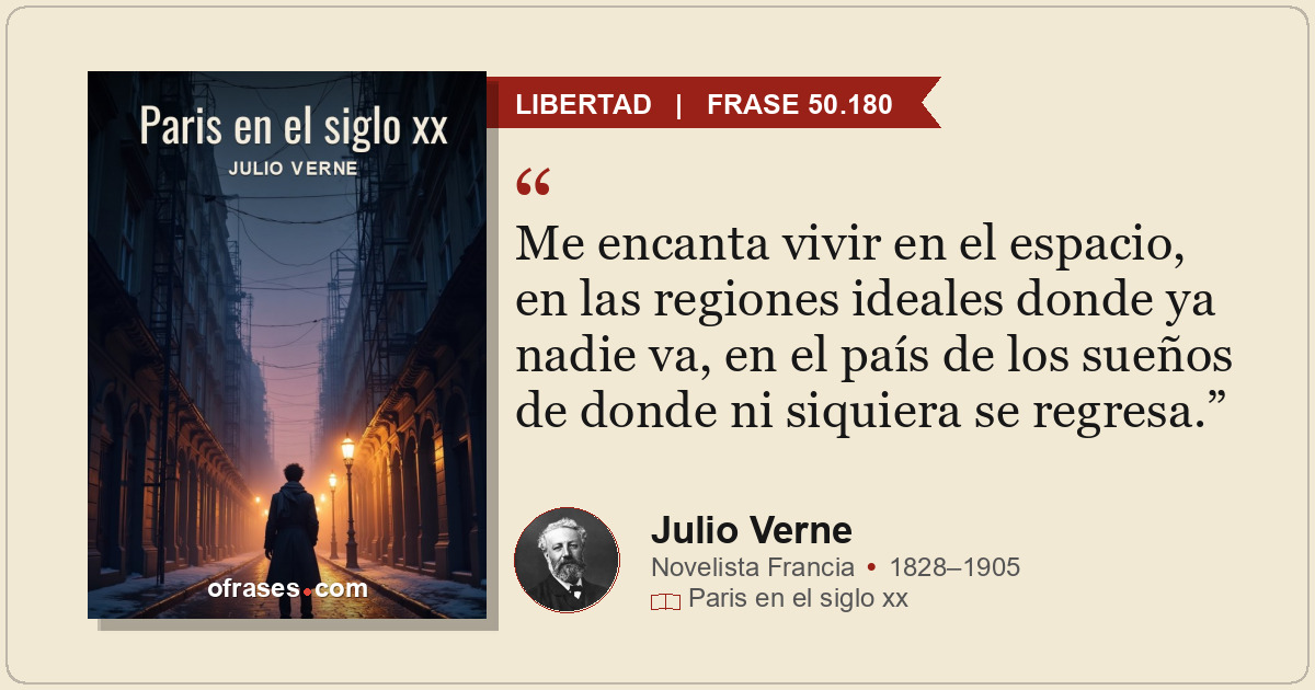 Me encanta vivir en el espacio, en las regiones ideales donde ya nadie va, en el...