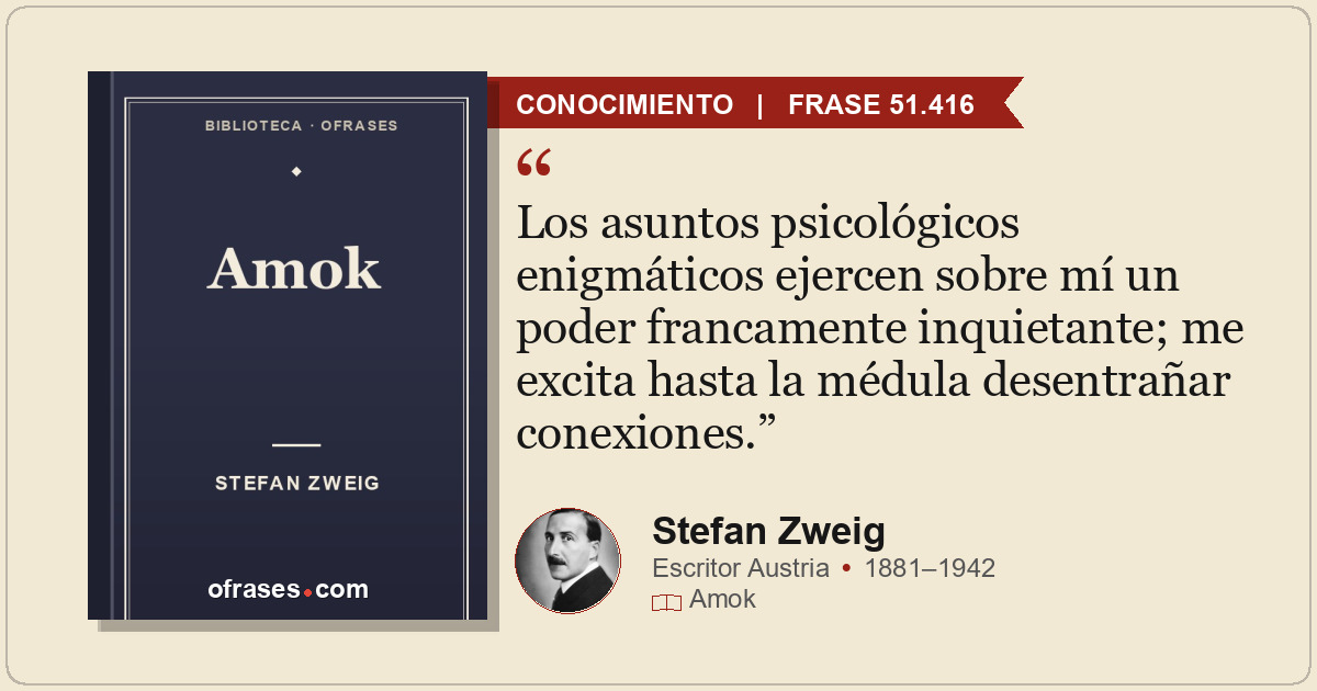 Los asuntos psicológicos enigmáticos ejercen sobre mí un poder francamente inqui...