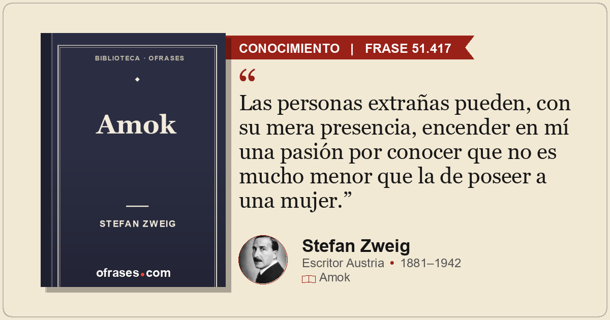 Las personas extrañas pueden, con su mera presencia, encender en mí una pasión p...