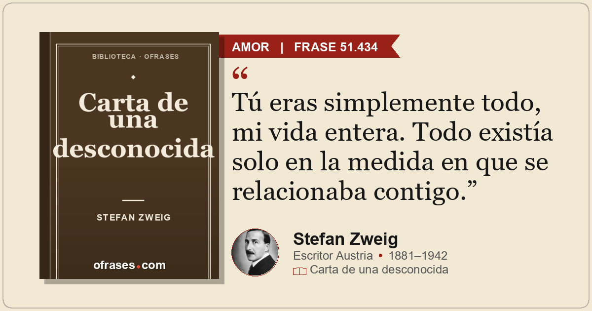 Tú eras simplemente todo, mi vida entera. Todo existía solo en la medida en que...