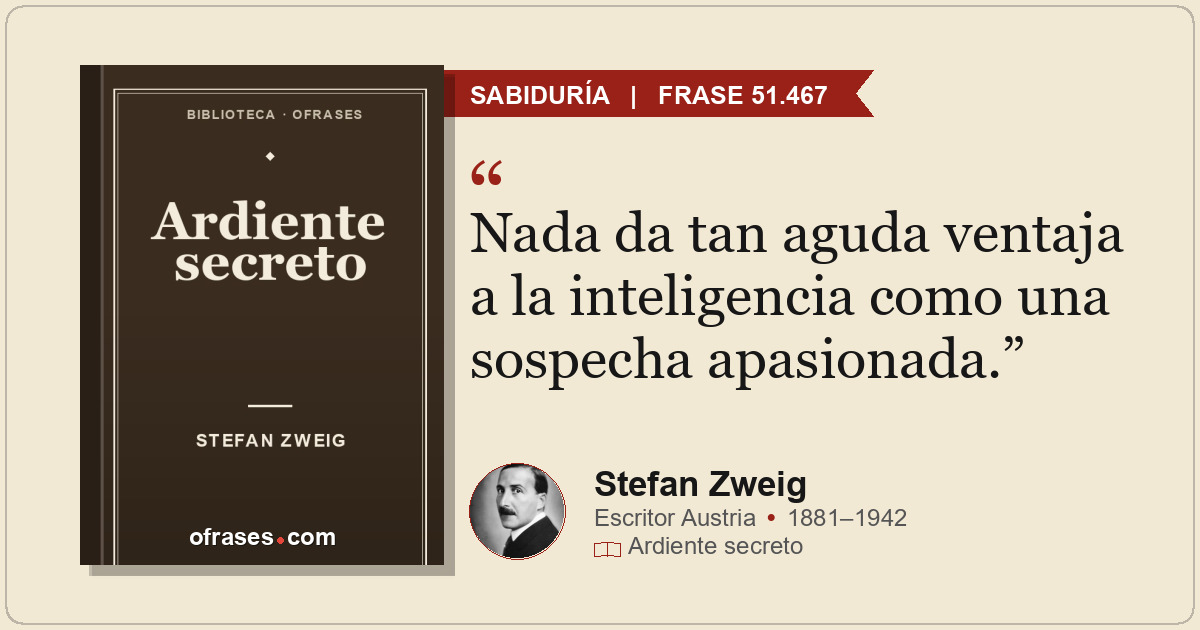 Nada da tan aguda ventaja a la inteligencia como una sospecha apasionada.