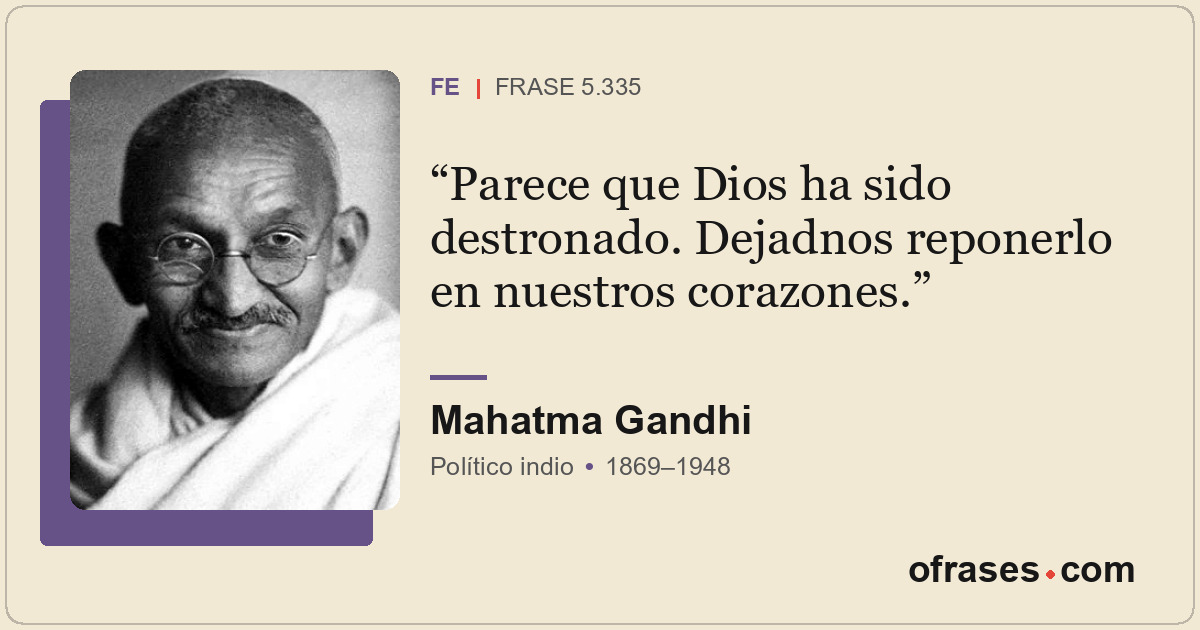 Parece que Dios ha sido destronado. Dejadnos reponerlo en nuestros corazones.
