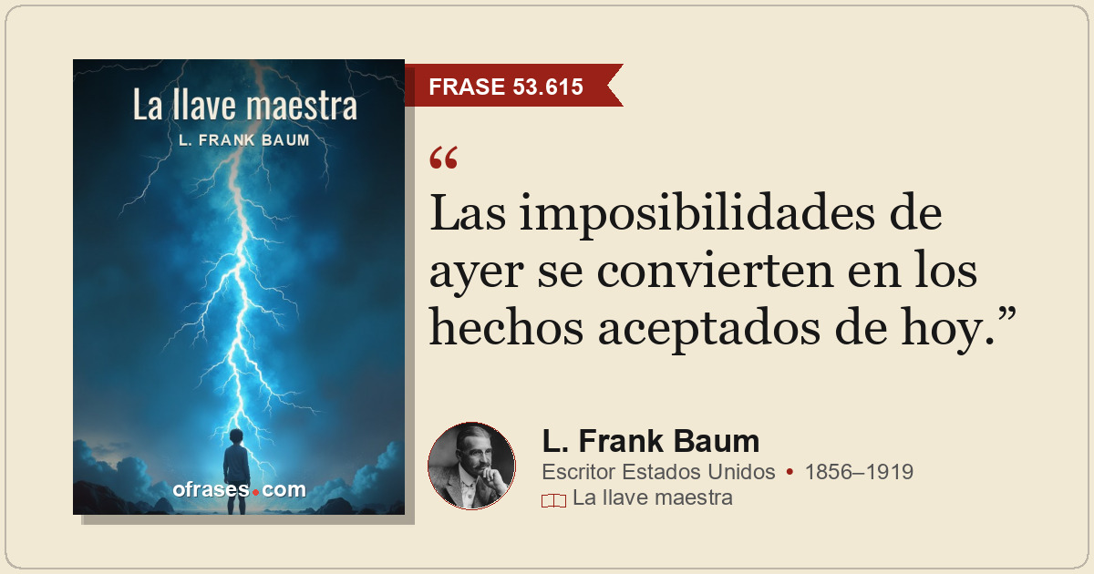 Las imposibilidades de ayer se convierten en los hechos aceptados de hoy.