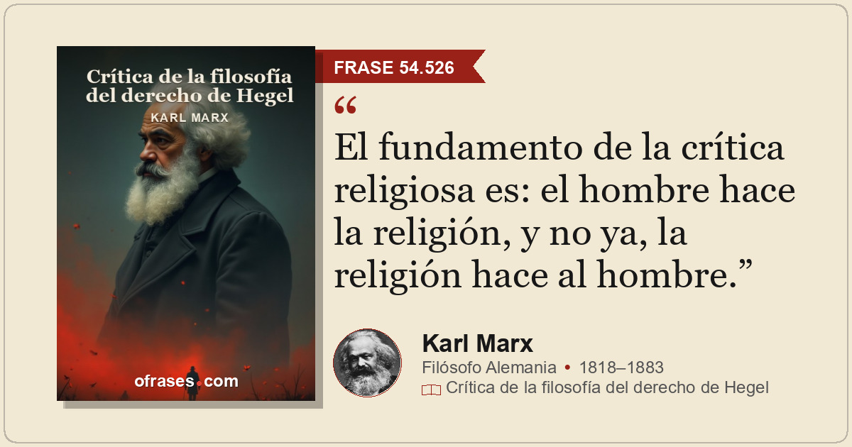 El fundamento de la crítica religiosa es: el hombre hace la religión, y no ya, l...