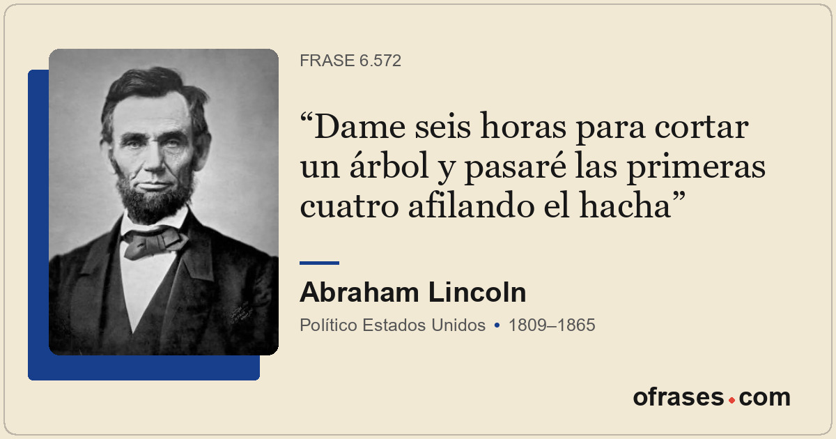 Dame seis horas para cortar un árbol y pasaré las primeras cuatro afilando el ha...