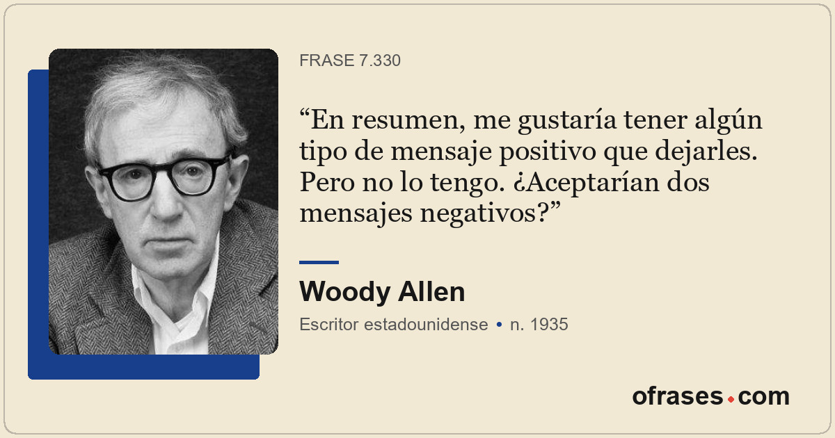 En resumen, me gustaría tener algún tipo de mensaje positivo que dejarles. Pero...