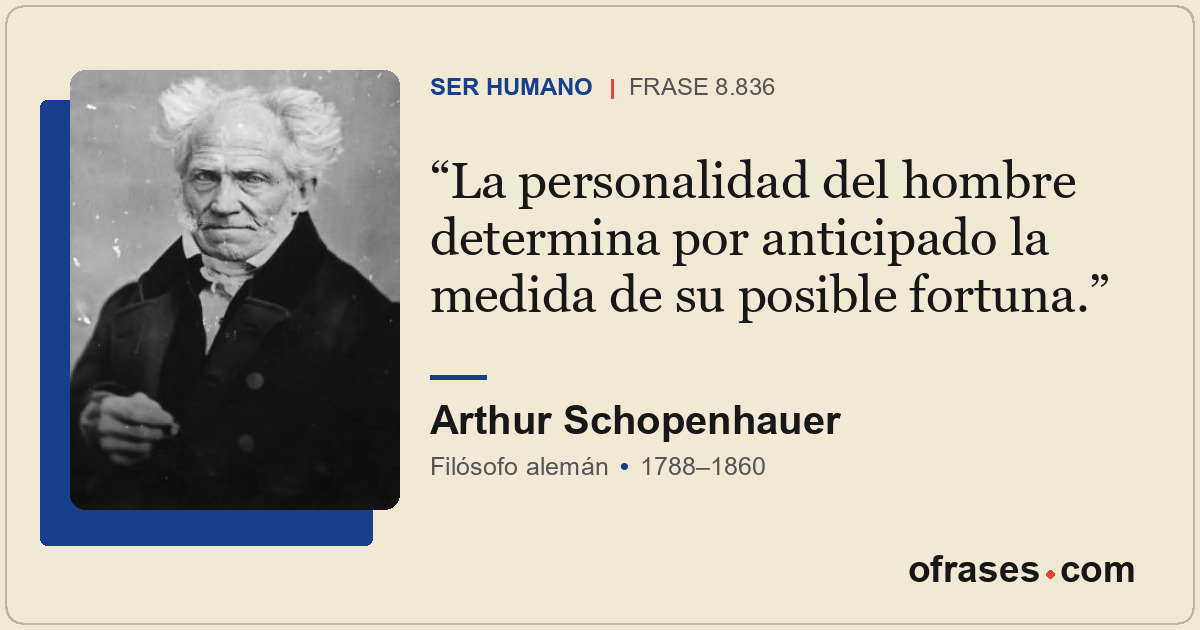 La personalidad del hombre determina por anticipado la medida de su posible fort...