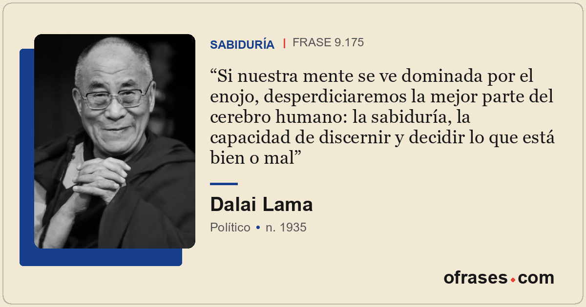 Si nuestra mente se ve dominada por el enojo, desperdiciaremos la mejor parte de...