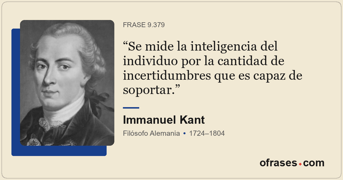 Se mide la inteligencia del individuo por la cantidad de incertidumbres que es c...