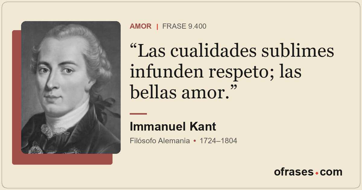 Las cualidades sublimes infunden respeto; las bellas amor.