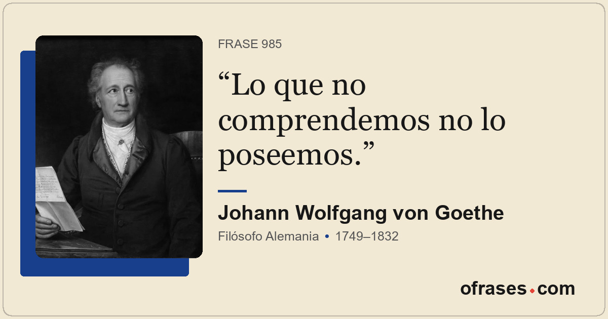 Lo que no comprendemos no lo poseemos.