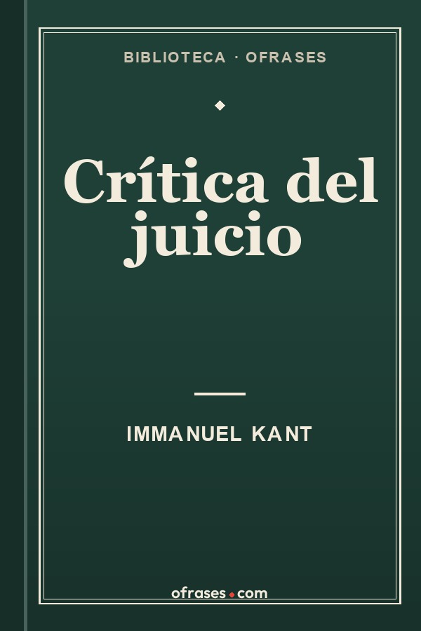 Libro Crítica del juicio de Immanuel Kant